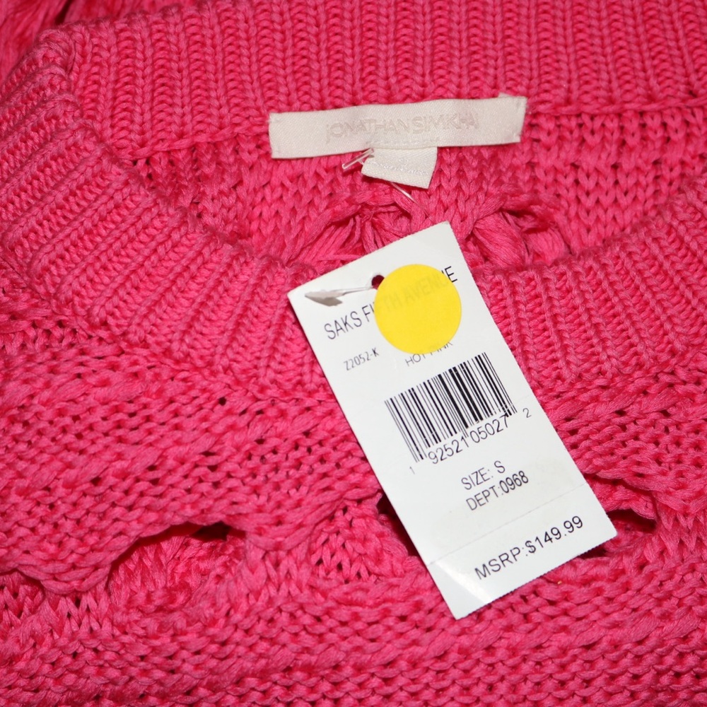 Jonathan Simkhai Chunky Tassel Sweater in Hot Pink - Picture 6 of 10